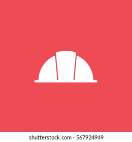 Construction Helmet Flat Icon On Red Background