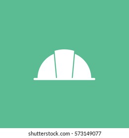 Construction Helmet Flat Icon On Green Background