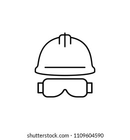 construction helmet and glasses outline icon. Element of construction icon for mobile concept and web apps. Thin line construction helmet and glasses outline icon can used for web on white background