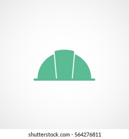Construction Helmet Green Flat Icon On White Background