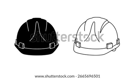 Construction helmet hard hat line icon, worker vector for industrial and safety designs