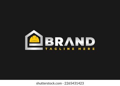 construction helmet home logo design