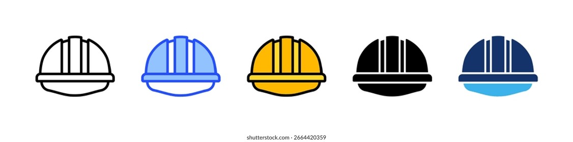Coleção de ícones de capacete de construção com vários estilos
