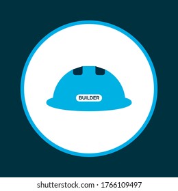 Bauhelm Symbol mit farbigem Symbol. Qualitativ hochwertiges, isoliertes Hartholzelement im trendigen Stil.