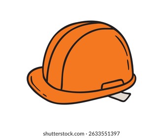 construction helmet icon doodle hand drawn. colorful cartoon orange line drawing clipart symbol. Vector illustration