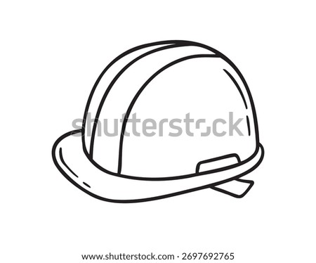 construction helmet icon doodle hand drawn. Outline line drawing clipart symbol. Vector illustration
