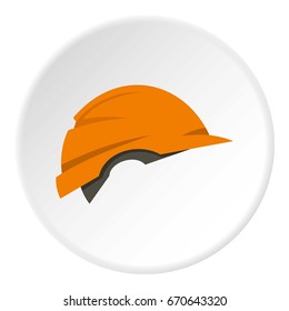 Construction helmet icon in flat circle isolated vector illustration for web