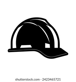 Bauhelm-Symbol im flachen Stil. Baut harten Hut Symbol. Schwarze Ikone des Harthutes. Vektorgrafik