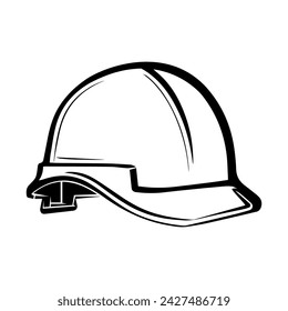 Icono de casco de construcción en estilo plano. Icono de sombrero duro de construcción. Icono negro de hardhat. Ilustración de vector