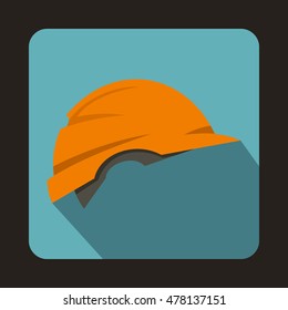Construction helmet icon in flat style isolated with long shadow