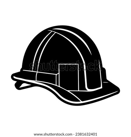 Construction helmet icon in flat style. Construction hard hat icon. Black icon of hardhat. Vector illustration