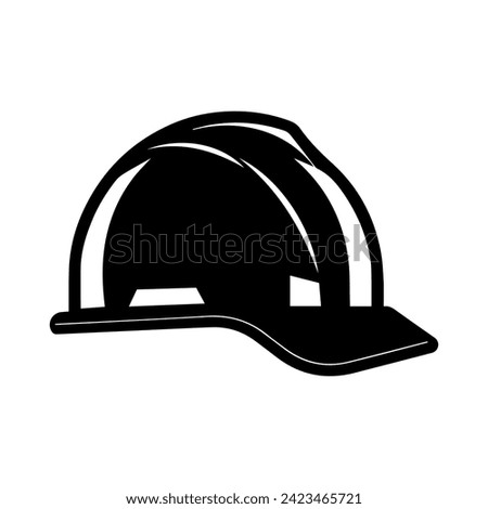 Construction helmet icon in flat style. Construction hard hat icon. Black icon of hardhat. Vector illustration