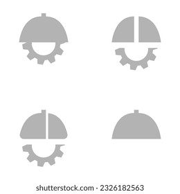 construction helmet icon, gear on a white background, vector illustration