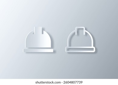 Construction helmet icon made in papercut style 