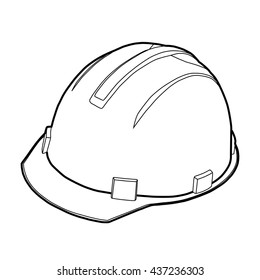 Construction Helmet Icon Outline Isolated On White Background. Element Safety In Construction Work. Safety During The Construction. Vector Illustration Of A Building Helmet.