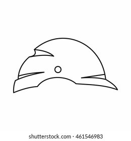Construction helmet icon in outline style isolated on white background. Head protection symbol