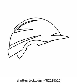 Construction helmet icon in outline style on a white background vector illustration
