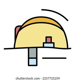 Bauhelm-Symbol. Rahmenkonstruktionshelm, Vektorsymbol, Farbe einzeln auf Weiß