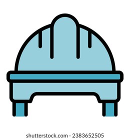 Construction helmet icon outline vector. Brick wall. Build worker color flat