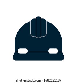 construction helmet icon over white background, silhouette style, vector illustration