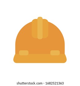 construction helmet icon over white background, flat style, vector illustration