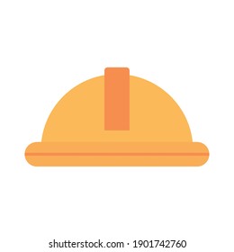 construction helmet icon over white background, flat style, vector illustration