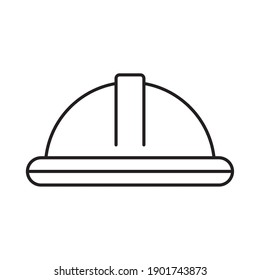 construction helmet icon over white background, line style, vector illustration