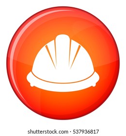 Construction helmet icon in red circle isolated on white background vector illustration