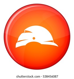 Construction helmet icon in red circle isolated on white background vector illustration