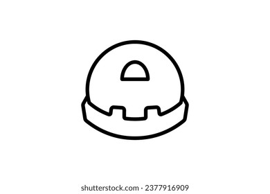 Bauhelm-Symbol Symbol im Zusammenhang mit der Konstruktion. geeignet für Web-Site, App, Benutzeroberflächen, druckbare etc. Line Icon Stil. Einfaches Vektordesign bearbeitet