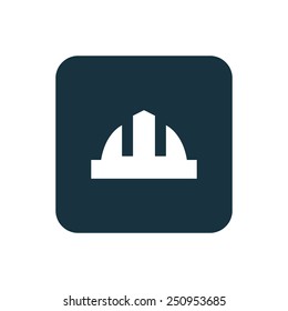 construction helmet icon Rounded squares button, on white background 