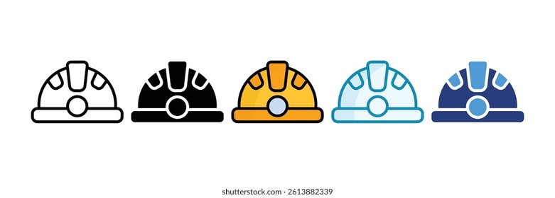Construction Helmet Icon Set Multiple Style Collection