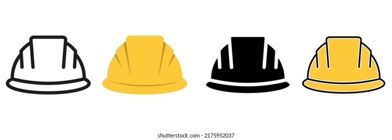 Construction Helmet Icon Set. Vector Illustration Isolated On White Background