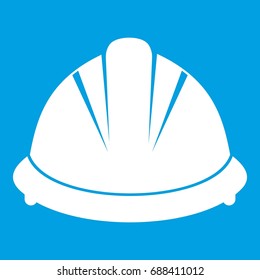 Construction helmet icon white isolated on blue background vector illustration