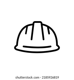 Construction helmet, linear icon. construction worker icon. Thin linear construction worker outline icon isolated on white background. - Shutterstock ID 2185926819