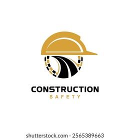 Construction helmet logo, road repair logo