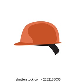 construction helmet orange color flat style vector