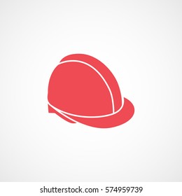 Construction Helmet Red Flat Icon On White Background