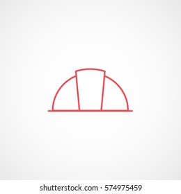 Construction Helmet Red Line Icon On White Background