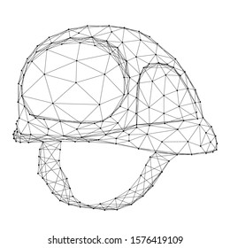 Construction helmet, safety concept from abstract futuristic polygonal black lines and dots. Vector illustration.