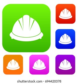 Construction helmet set icon in different colors isolated vector illustration. Premium collection