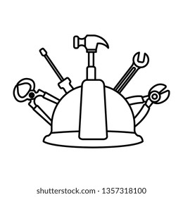 construction helmet with set tools