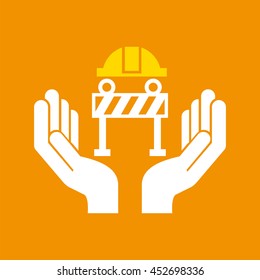 construction helmet and construction sign, vector illustration