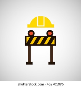construction helmet and construction sign, vector illustration