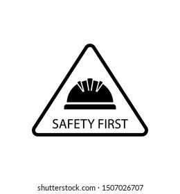 construction helmet. Work Safety first, logo, stop icon