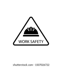 construction helmet. Work Safety first, logo, stop icon