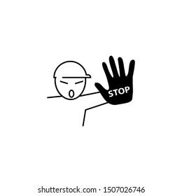 construction helmet. Work Safety first, logo, stop icon