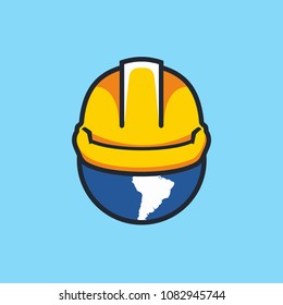 Construction helmet World worker logo