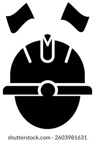 Construction helmet with wrenches and flags icon, worker safety and Labour Day celebration illustration with transparent background