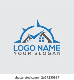 Construction and Home Home Logo with Compass and Tools